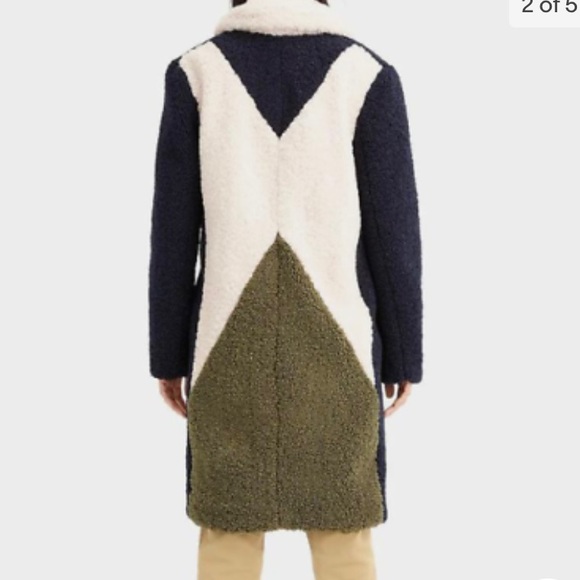 J Crew Women's Navy Ivory Olive Colorblock Sherpa Coat Medium K3106 ($36… - Picture 2 of 9